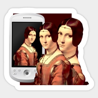 Renaissance lady on cell phone eternalized Sticker